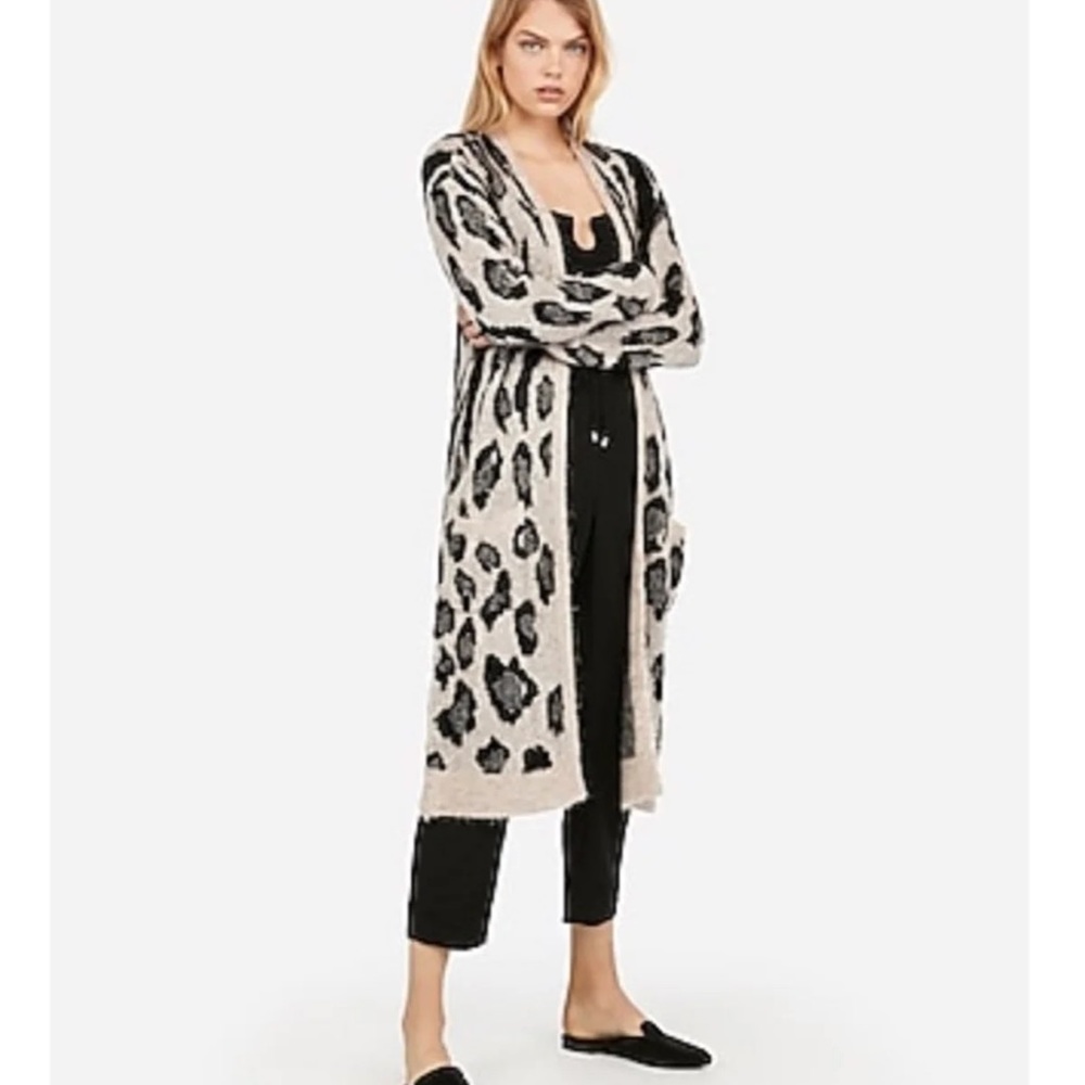 Express cheetah duster cardigan
